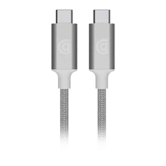 Griffin USB C to USB C Premium Braided Durable Charge/Sync Cable 2M Silver 65W - Ideal for iPhone 15